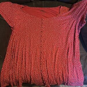 Torrid Red Blouse Shirt with White Polkadots